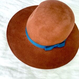 Brixton Brown Hat with Blue Ribbon